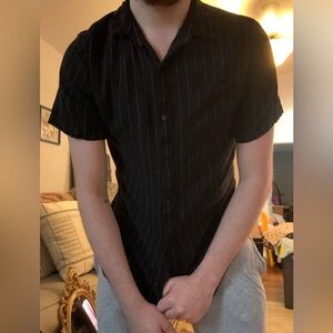 Men's Black Pinstripe Casual Shirt